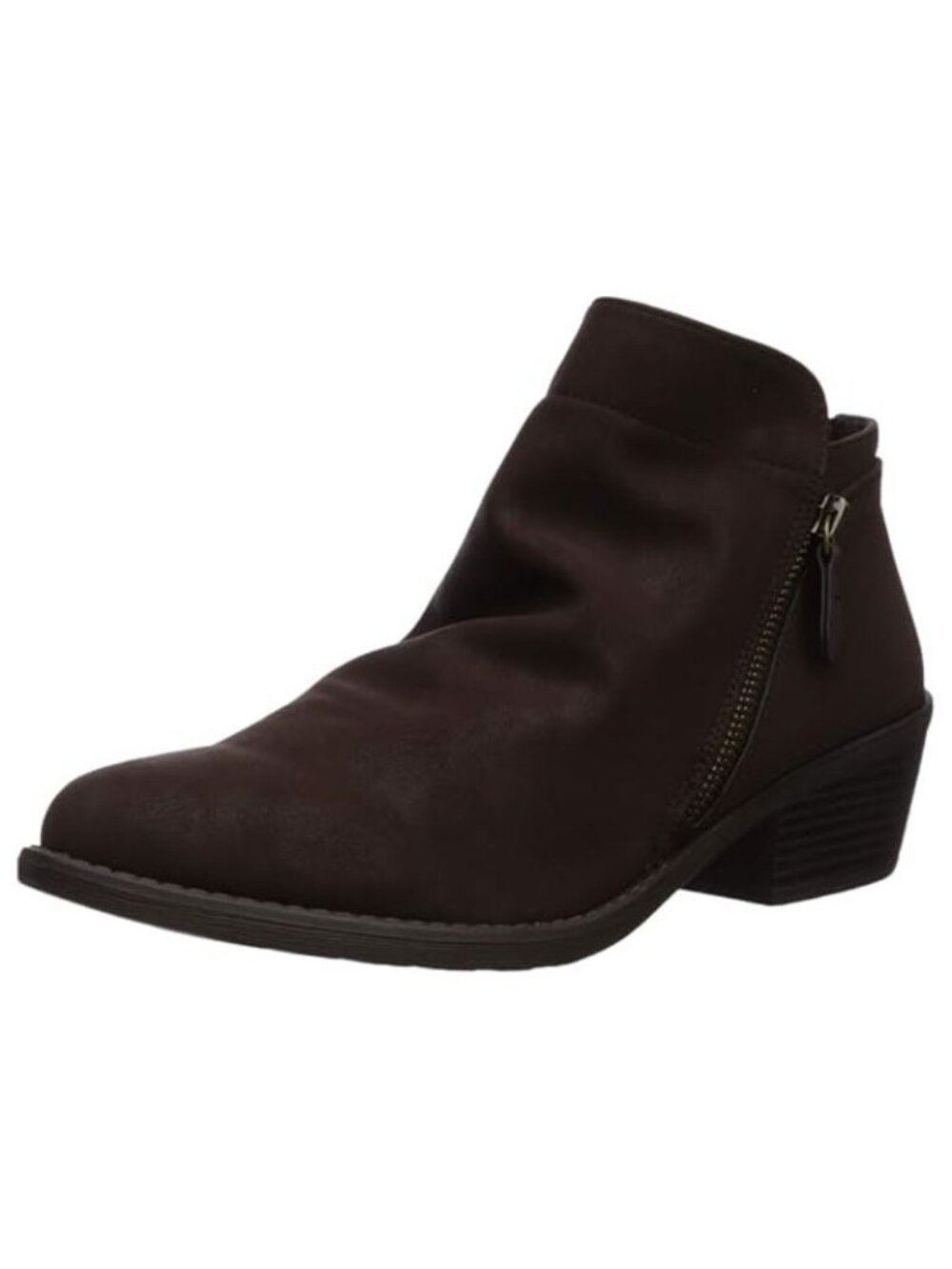 NWT Easy Street Womens Gusto Brown Matte Block Heel Zipper Ankle Boot Size 6.5M